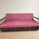 Burgundy folding sofa bed by Edmund Homa, mid-century modern, 1960s, Czechoslovakia, 200 × 88 × 80 cm