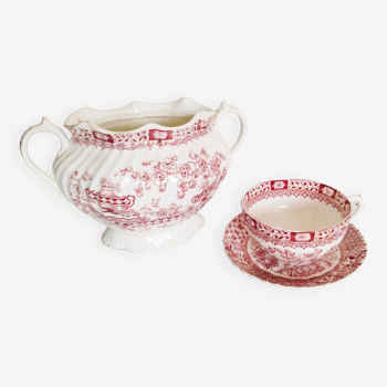 English porcelain coffee cup and sugar bowl