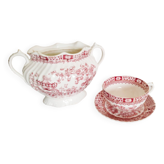 English porcelain coffee cup and sugar bowl