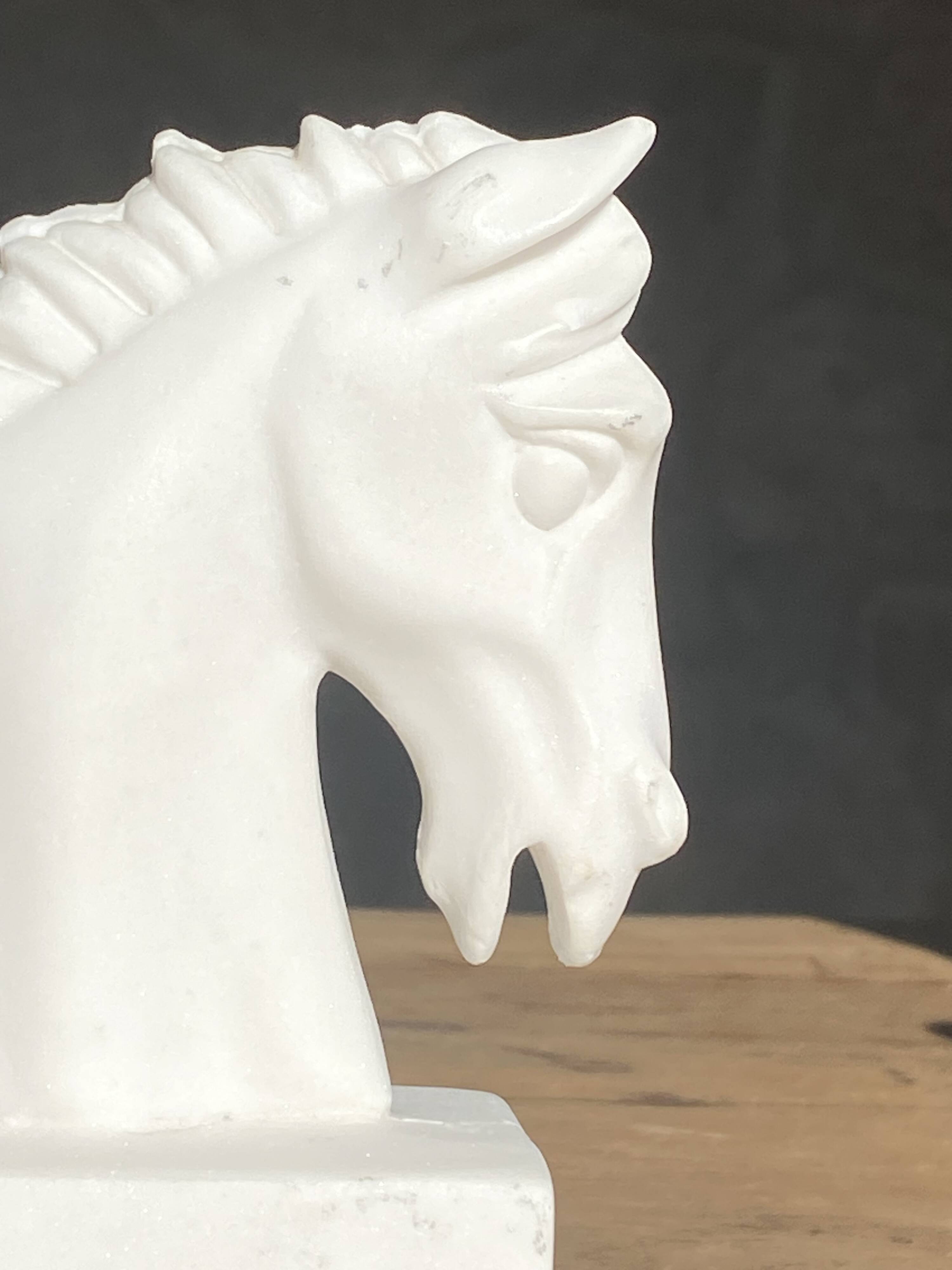 Pair of horse head bookends natural stone