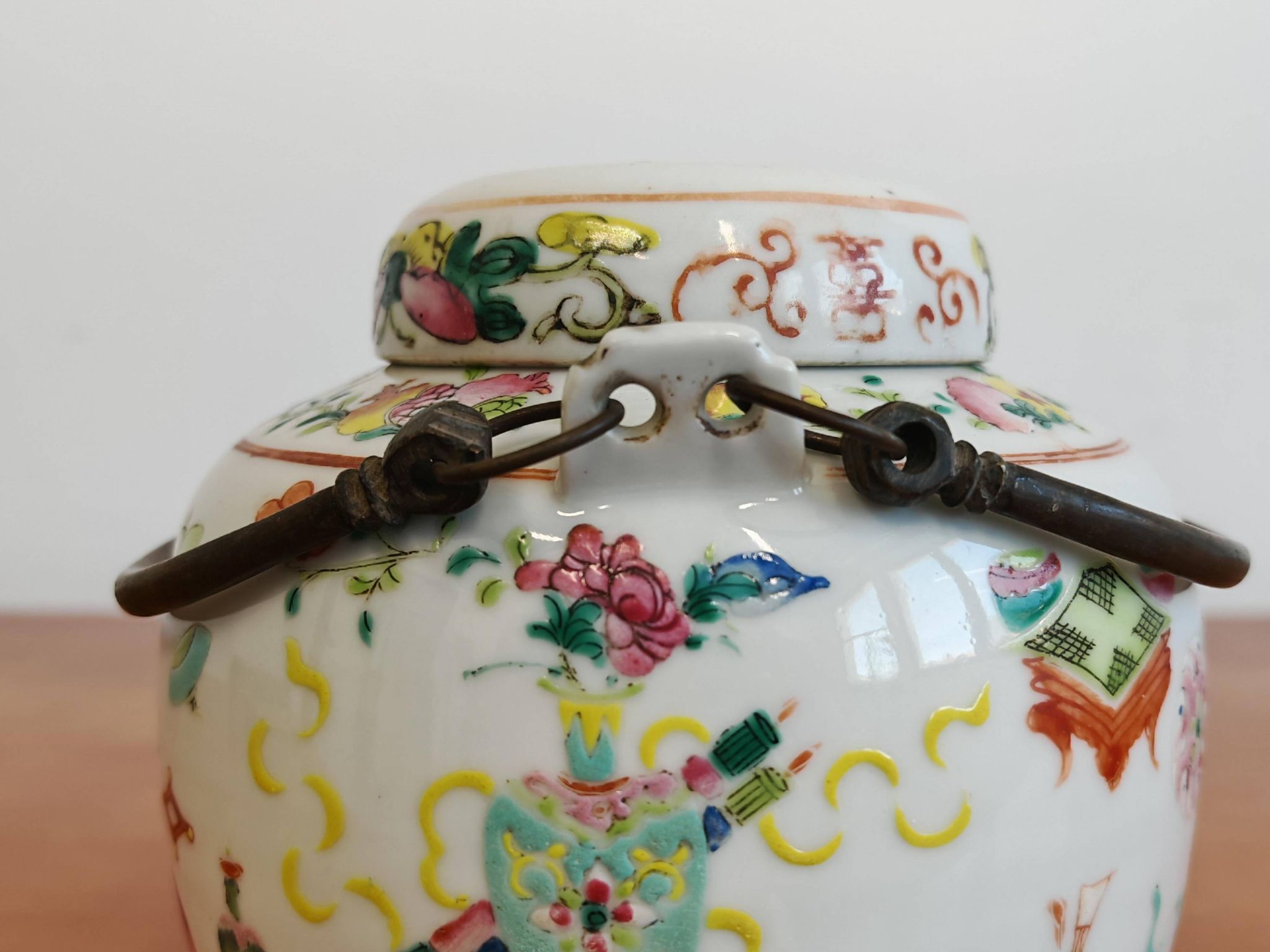 Antique porcelain teapot hand-painted, 1920s