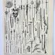 Old lithograph 1898, Ancient weapons, sword, pistol, knife • Engraving, Original plate