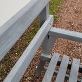 Pair of old wooden park garden benches