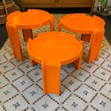 Set of 3 orange nesting tables from Kartell