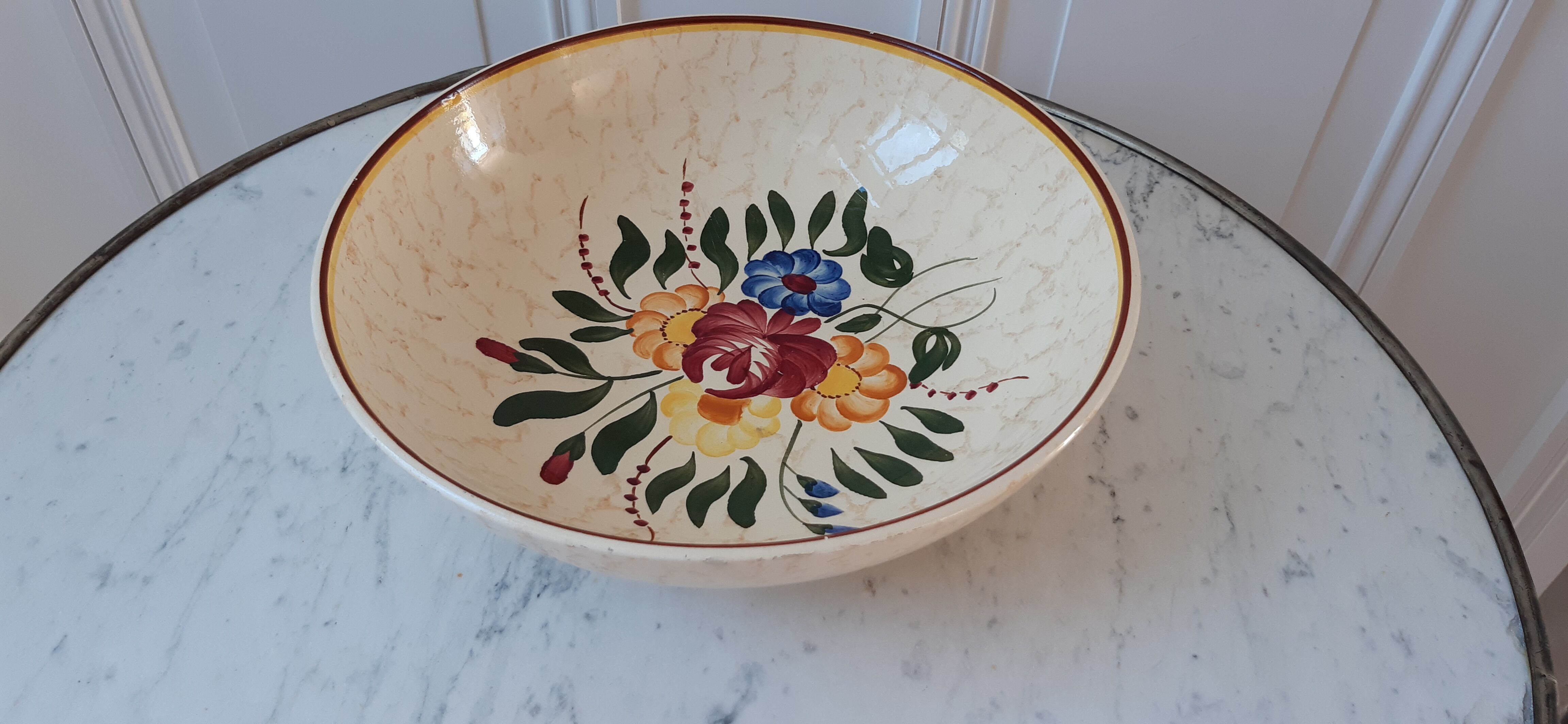 Salad bowl longchamp hand painted years 30-40