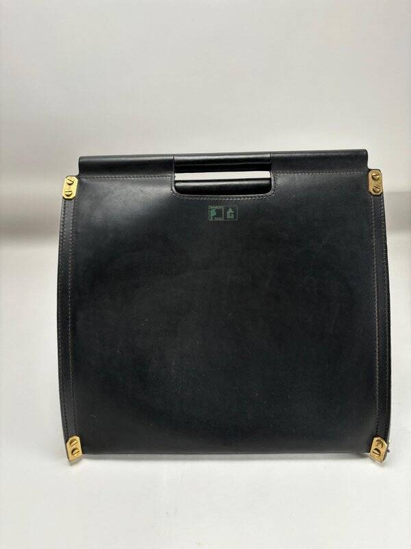 Leather and Brass Dimensionefuoco Firewood Sack by Afra & Tobia Scarpa, Italy, 1980s