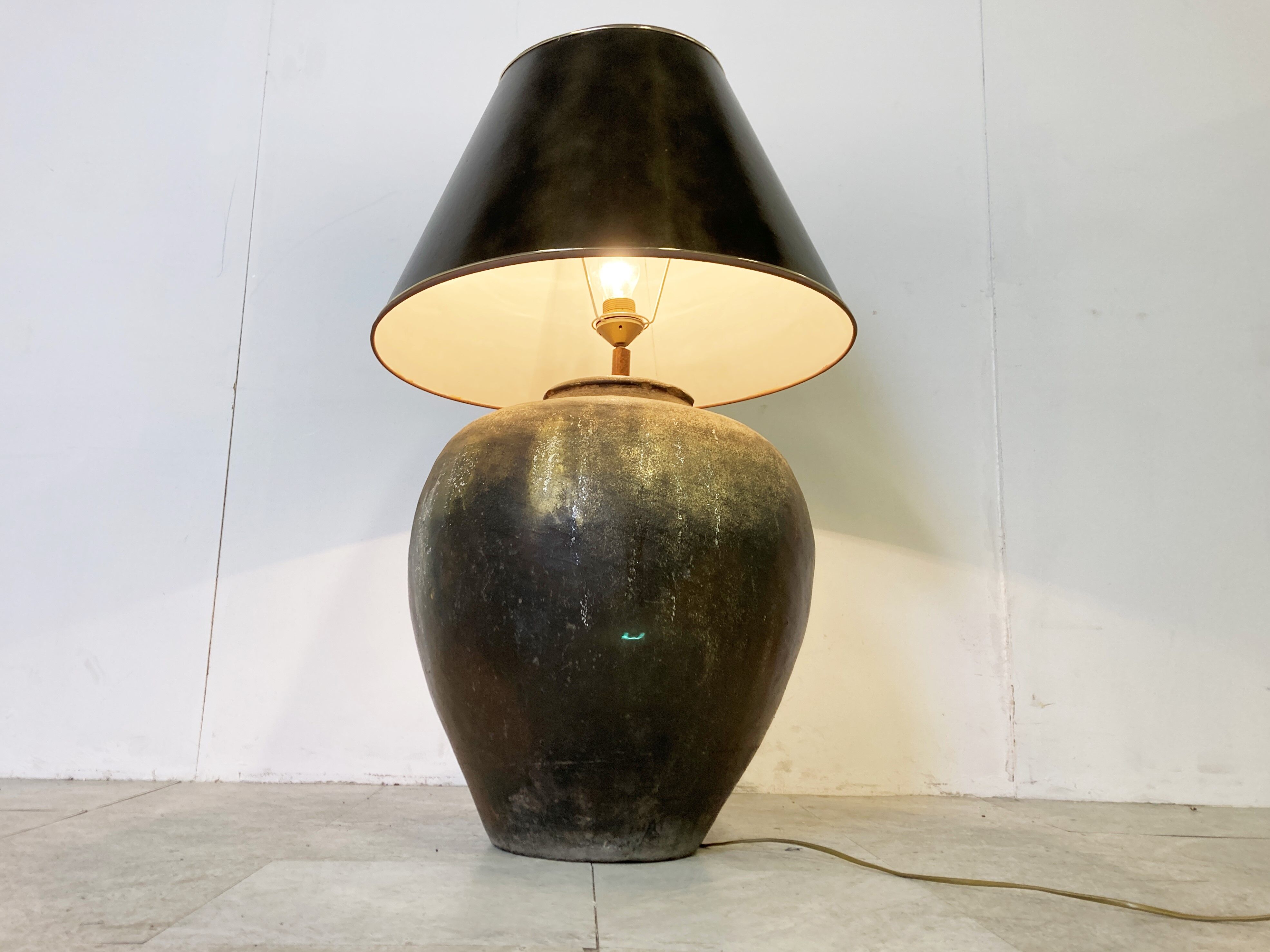 Oversized stoneware table lamp, 1980s
