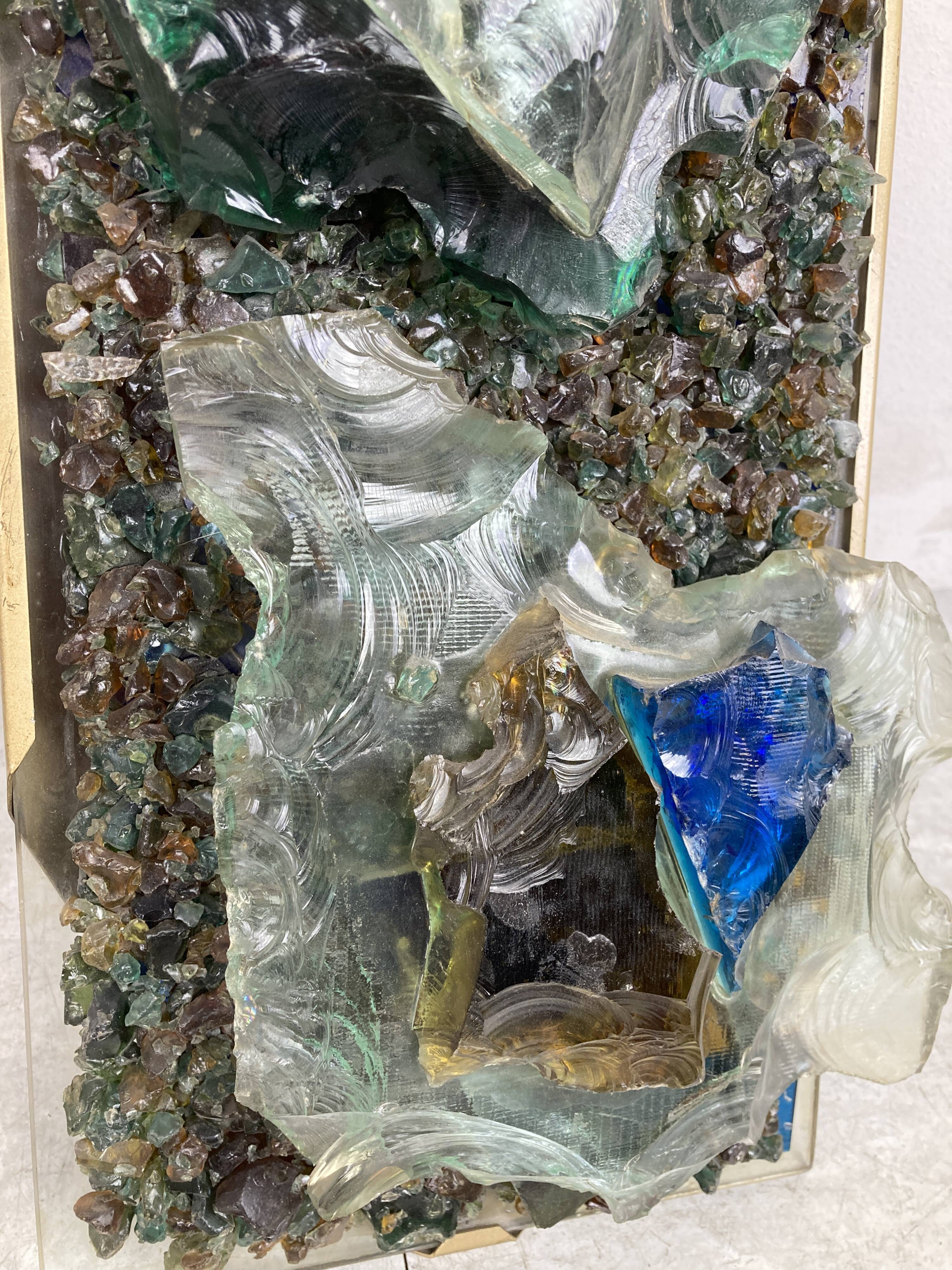 Vintage brutalist glass wall lamp 1960s