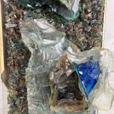 Vintage brutalist glass wall lamp 1960s