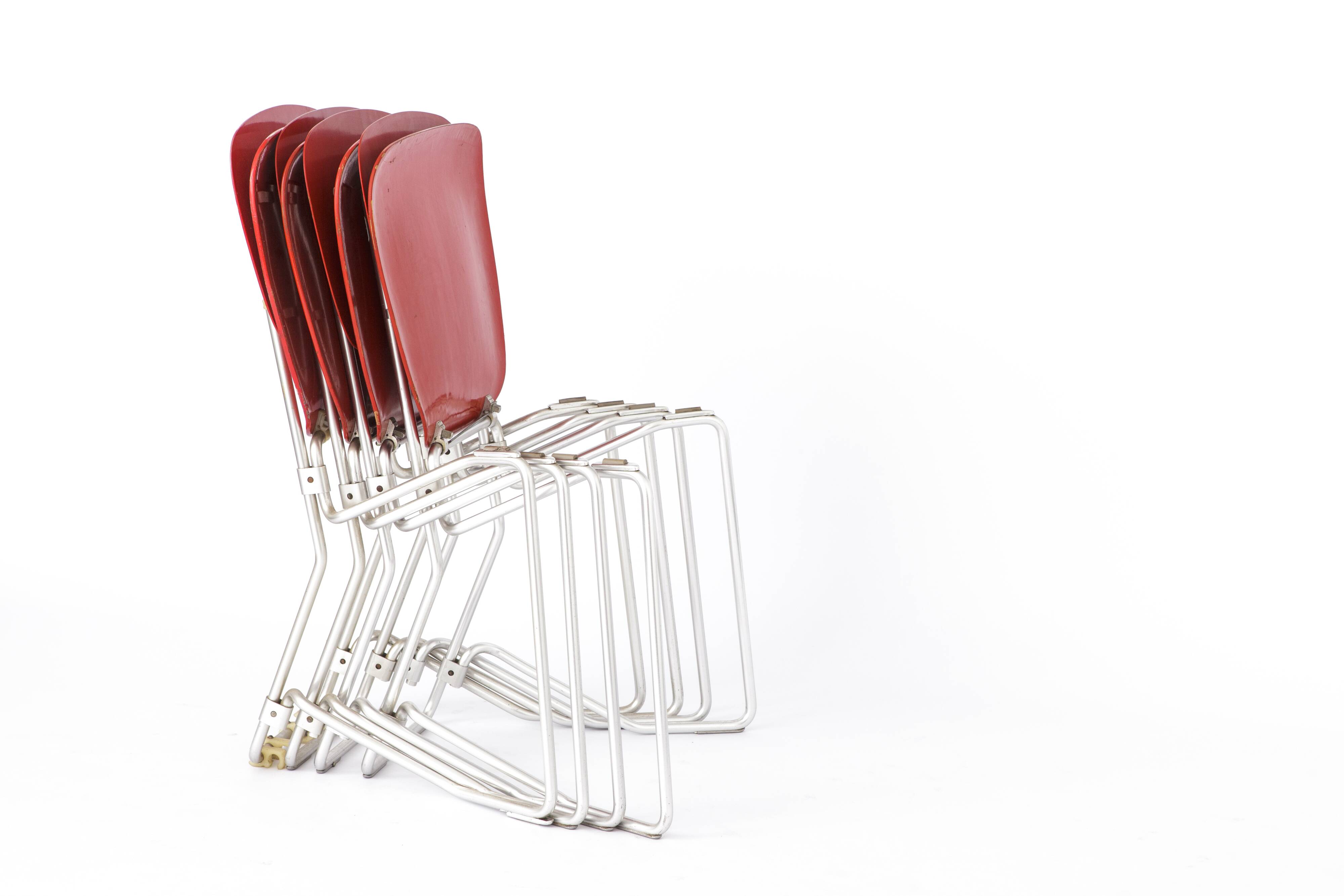 Ensemble de 4 chaises empilables d'Armin Wirth, modèle Aluflex, 1951 Allemagne