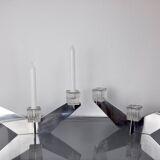 Pair of Peill & Putzler candlesticks, glass and metal, Germany, 1970
