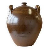 Large round stoneware jar