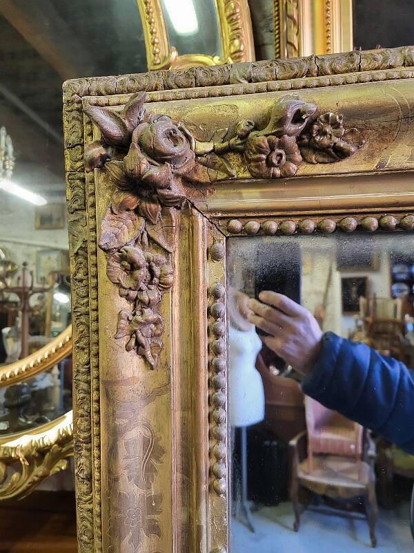 antique large golden mirror from the 19th century