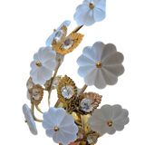 Pair of Banci Florence gold metal and crystal flower wall sconces