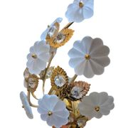 Pair of Banci Florence gold metal and crystal flower wall sconces