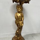 19th century gilded carved wooden presentation column