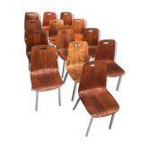 Lots of 13 vintage chairs in light wood