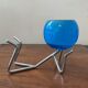 Pair of vintage candle holders 80s in stainless steel and glass paste