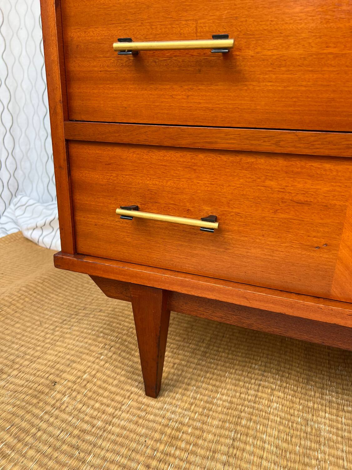 Vintage lacquered wooden chest of drawers