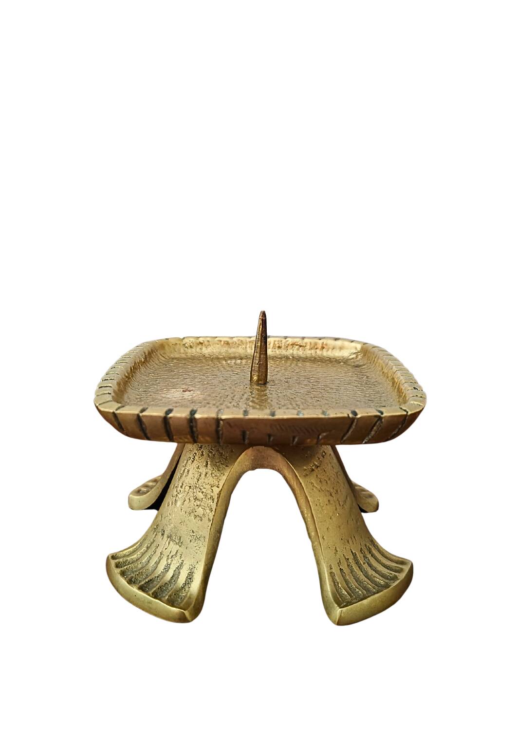 Bougeoir brutaliste en laiton