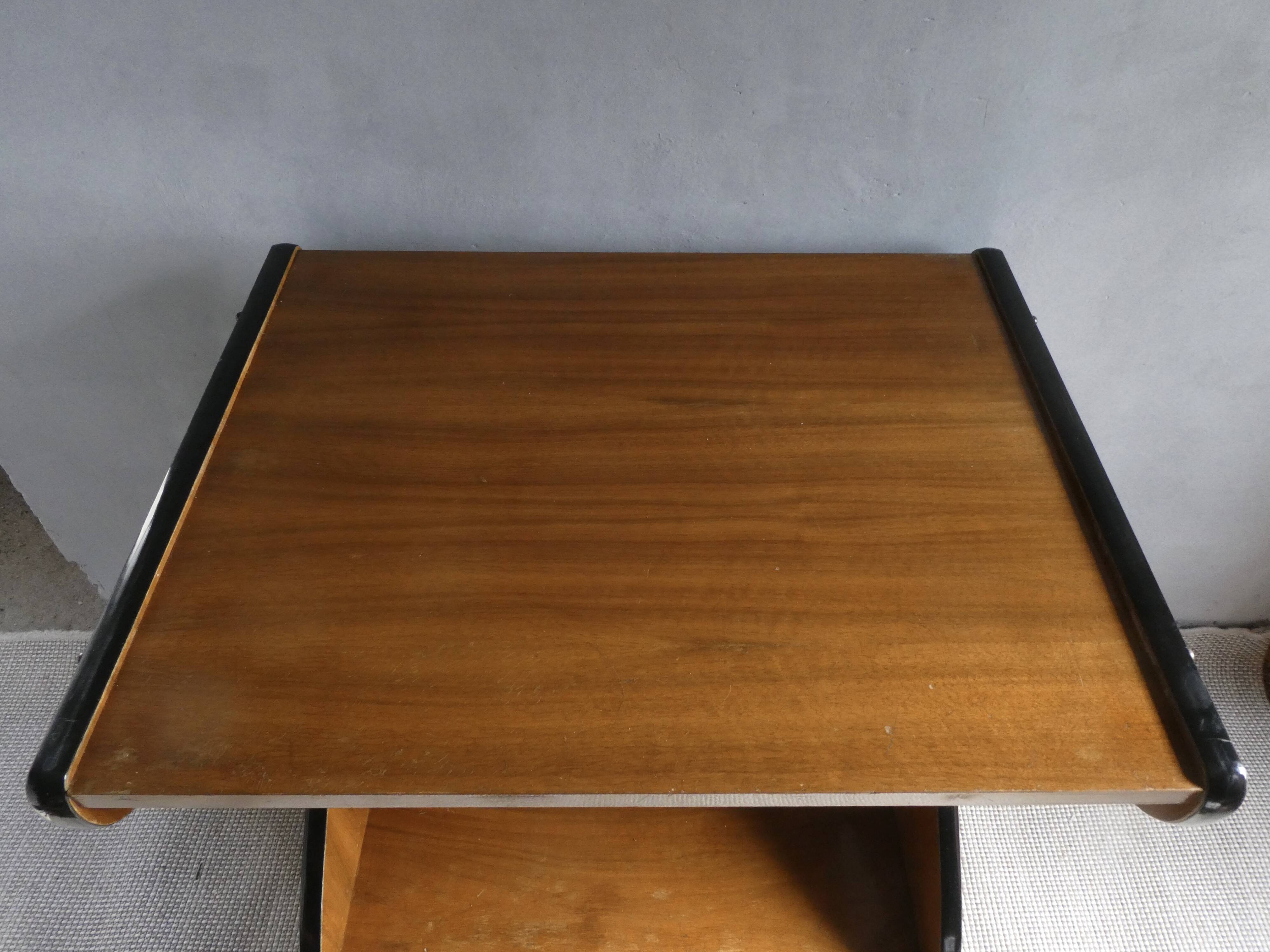Meuble console télé TV des années 60, à roulettes