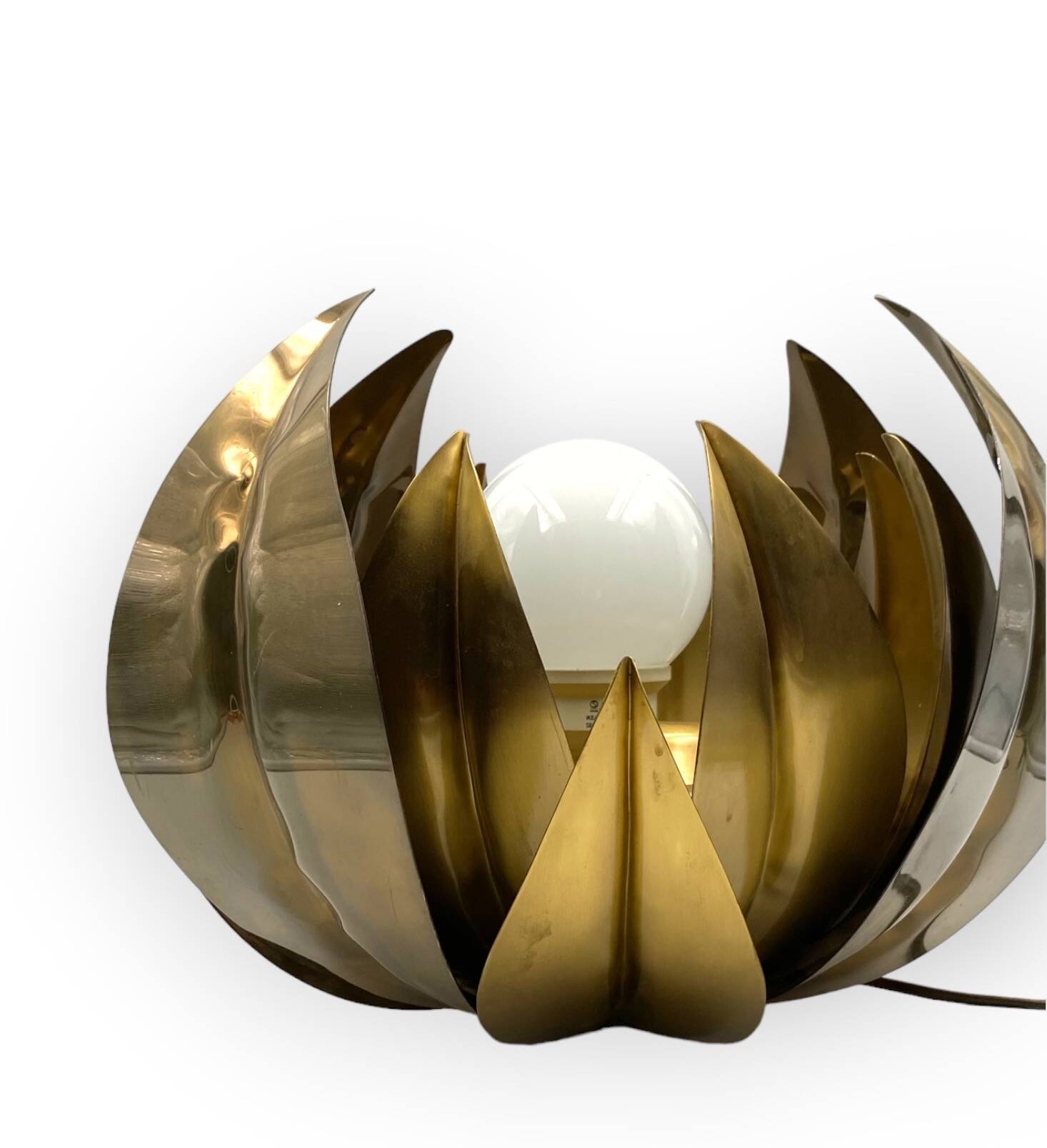 Lotus flower brass floor/table lamp, attr. Bottega Gadda, Italy, 1970
