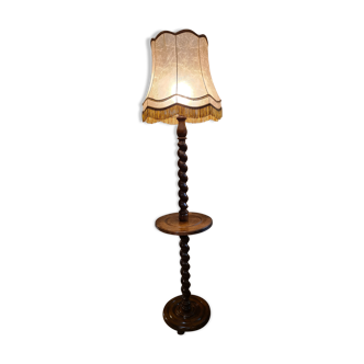 Turned wooden floor lamp (walnut). good condition. with great tofal, from the 40s to 50s