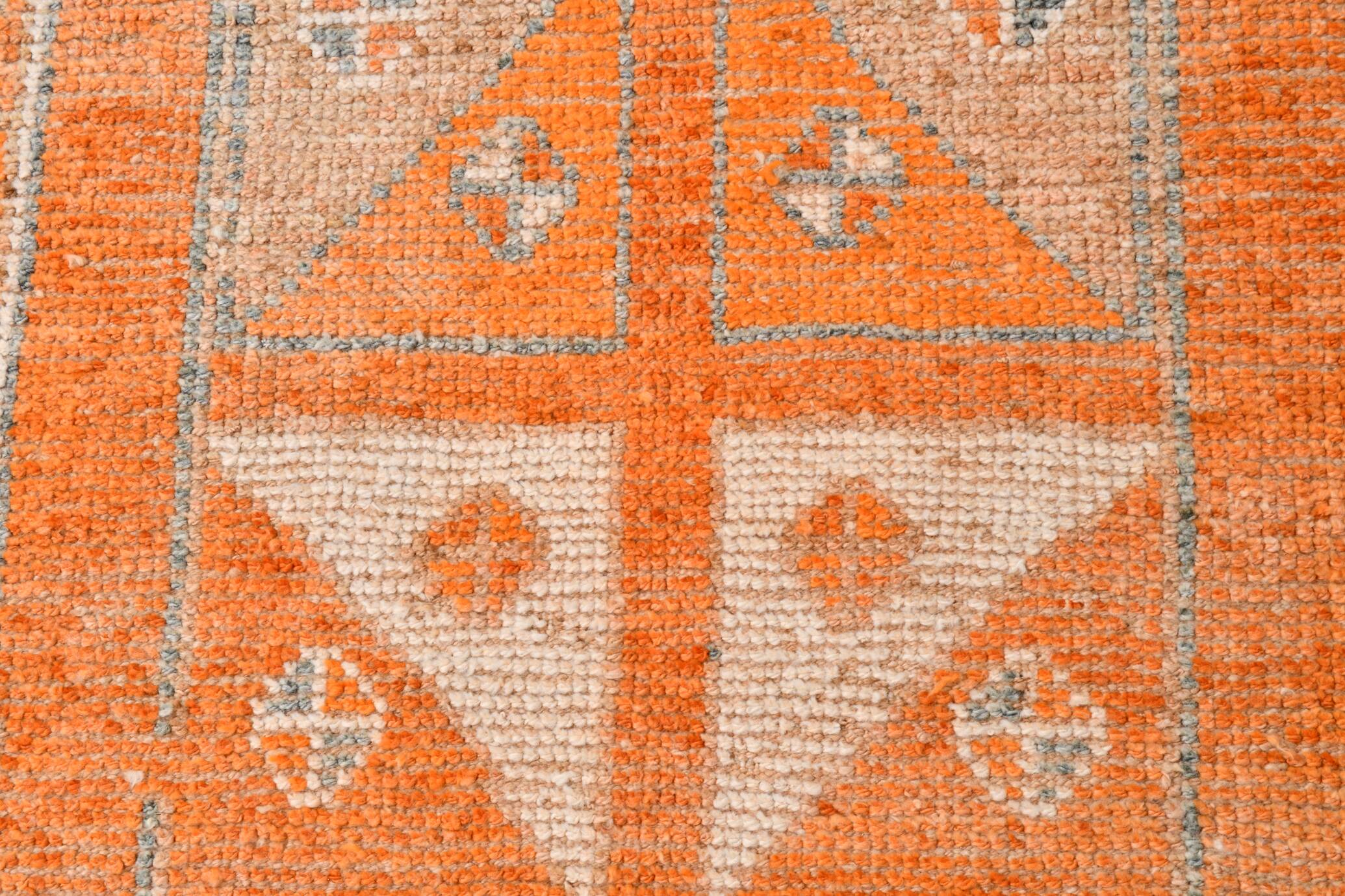 3x12 Rug For Laundry Orange Turkish Vintage Runner Rug, 95x370Cm SK 22033