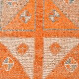3x12 Rug For Laundry Orange Turkish Vintage Runner Rug, 95x370Cm SK 22033