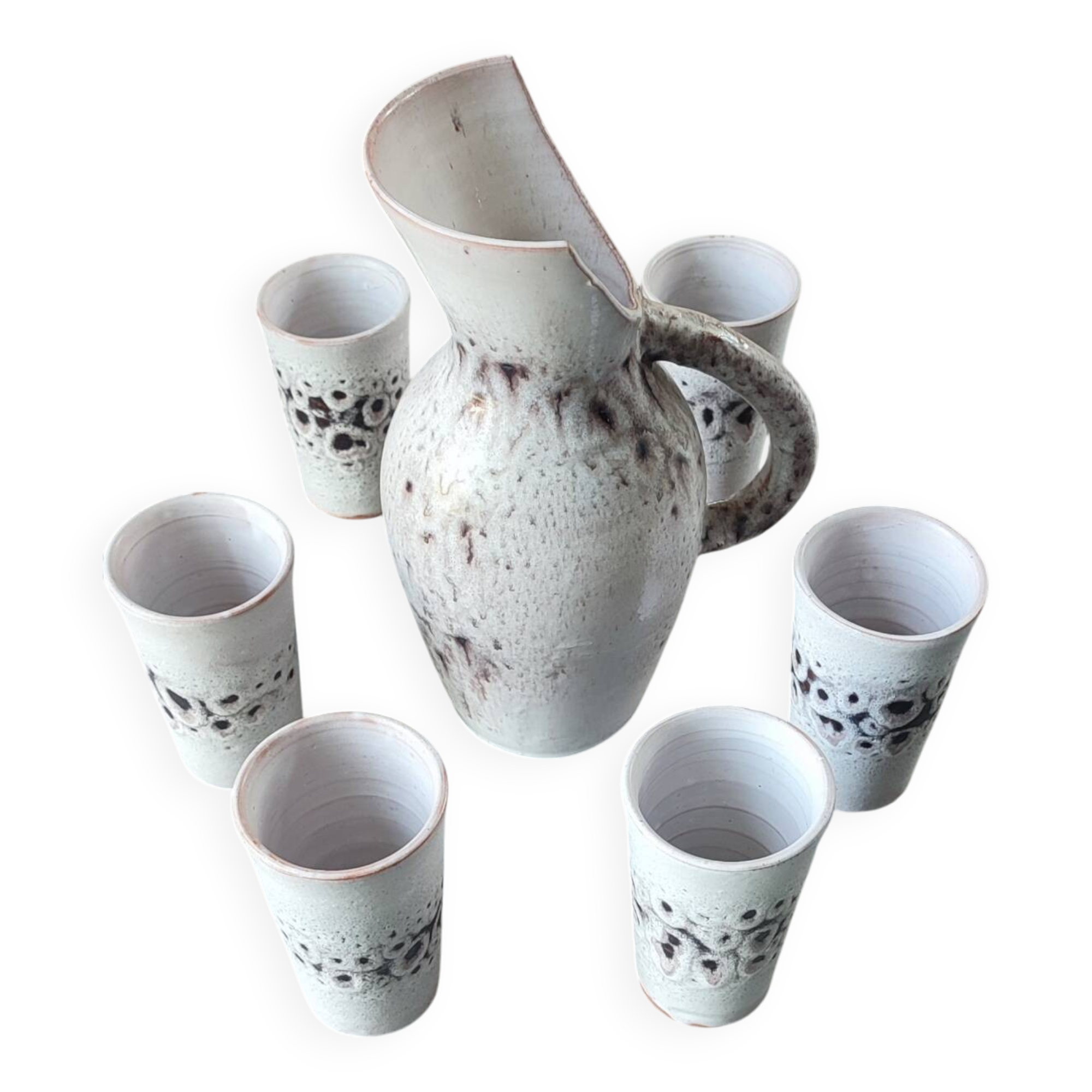 Pierlot 60s enamelled stoneware orangeade service