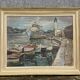 Painting / oil on canvas Art Deco period circa 1940 port view