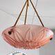Vintage suspension Marguerite glass pink fabric cords Art Deco