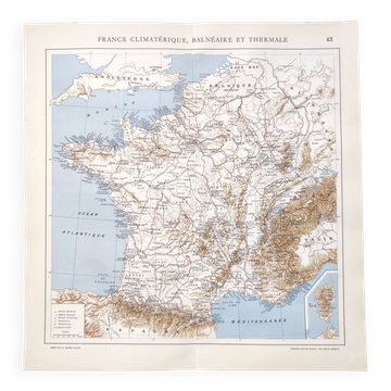 Vintage map of France's seaside and spa resorts from 1950.
