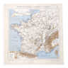Carte de la France balnéaire et thermale vintage de 1950