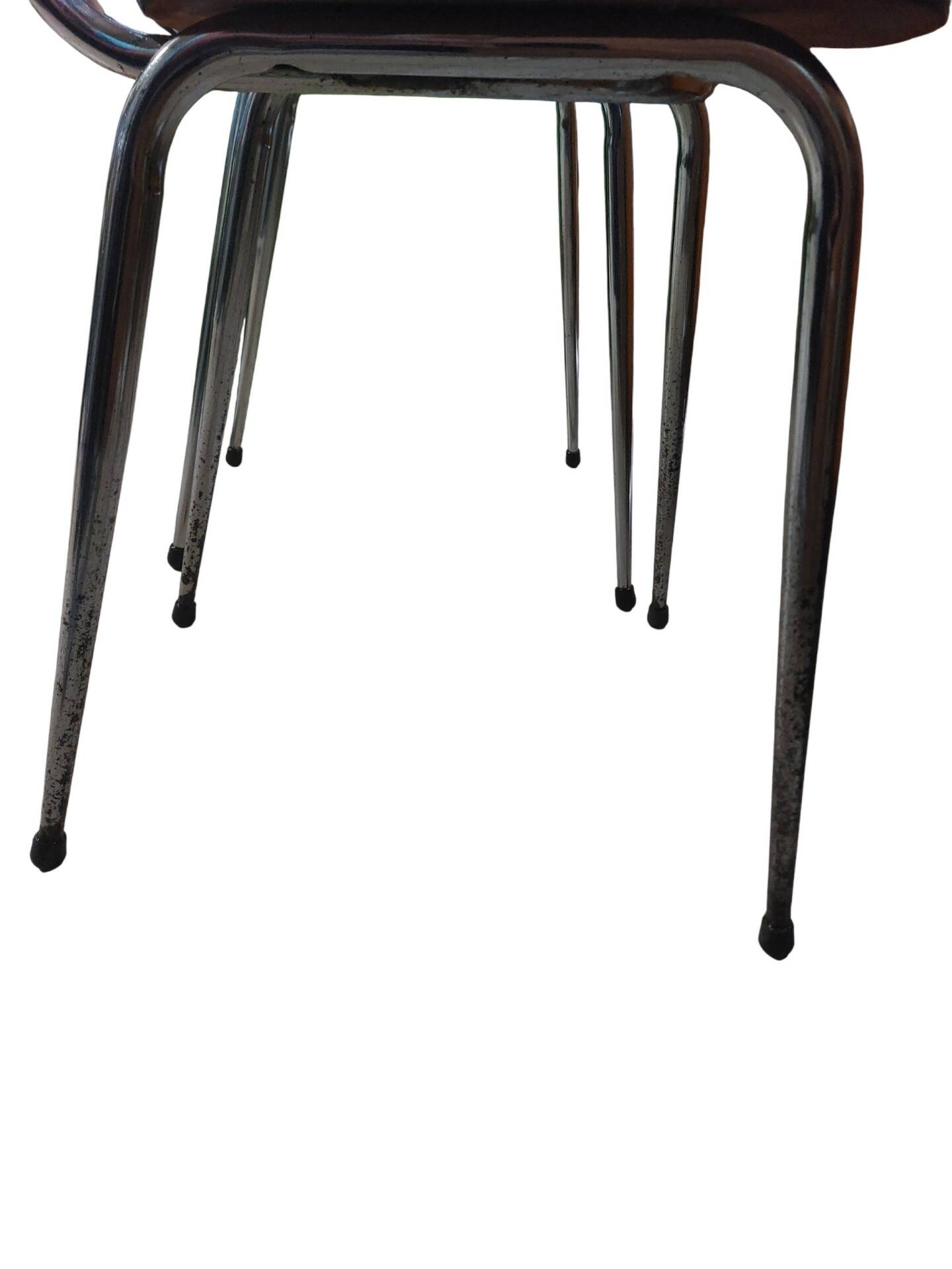 Pair of vintage chairs in light Formica and chrome metal – 1960s