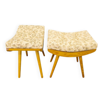 Pair of Mid-Century Maple Footstools, Czechoslovakia 1960s