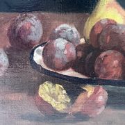 Oil on canvas of a still life with pears 1911, antique framed painting