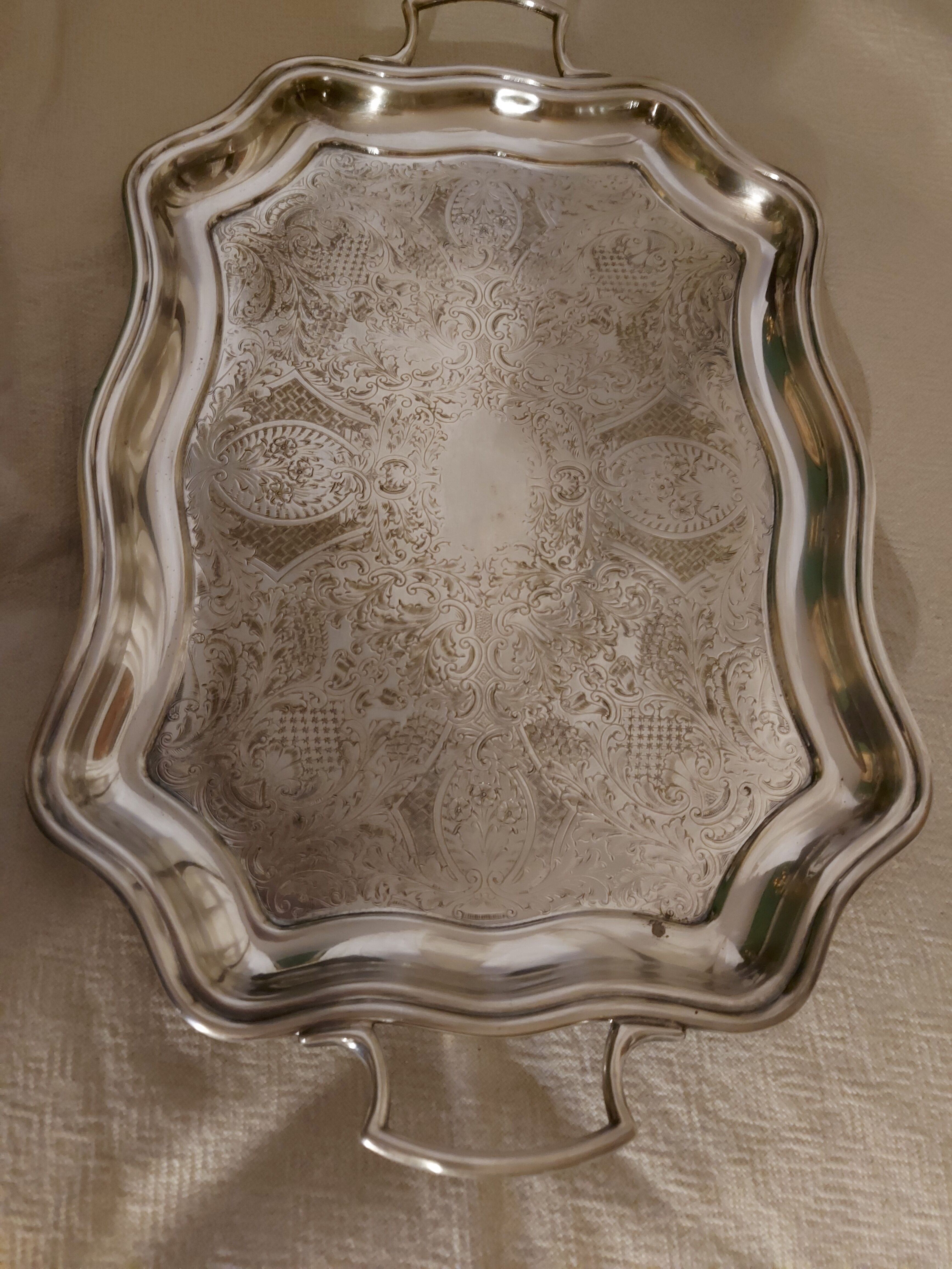 Large english silver metal tray