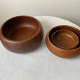 Set of three wooden salad bowls
