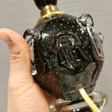 Table lamp in translucent glass with black inlaid glass.
