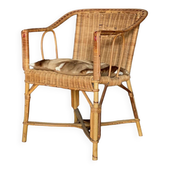 Vintage rattan / bamboo armchair 50's