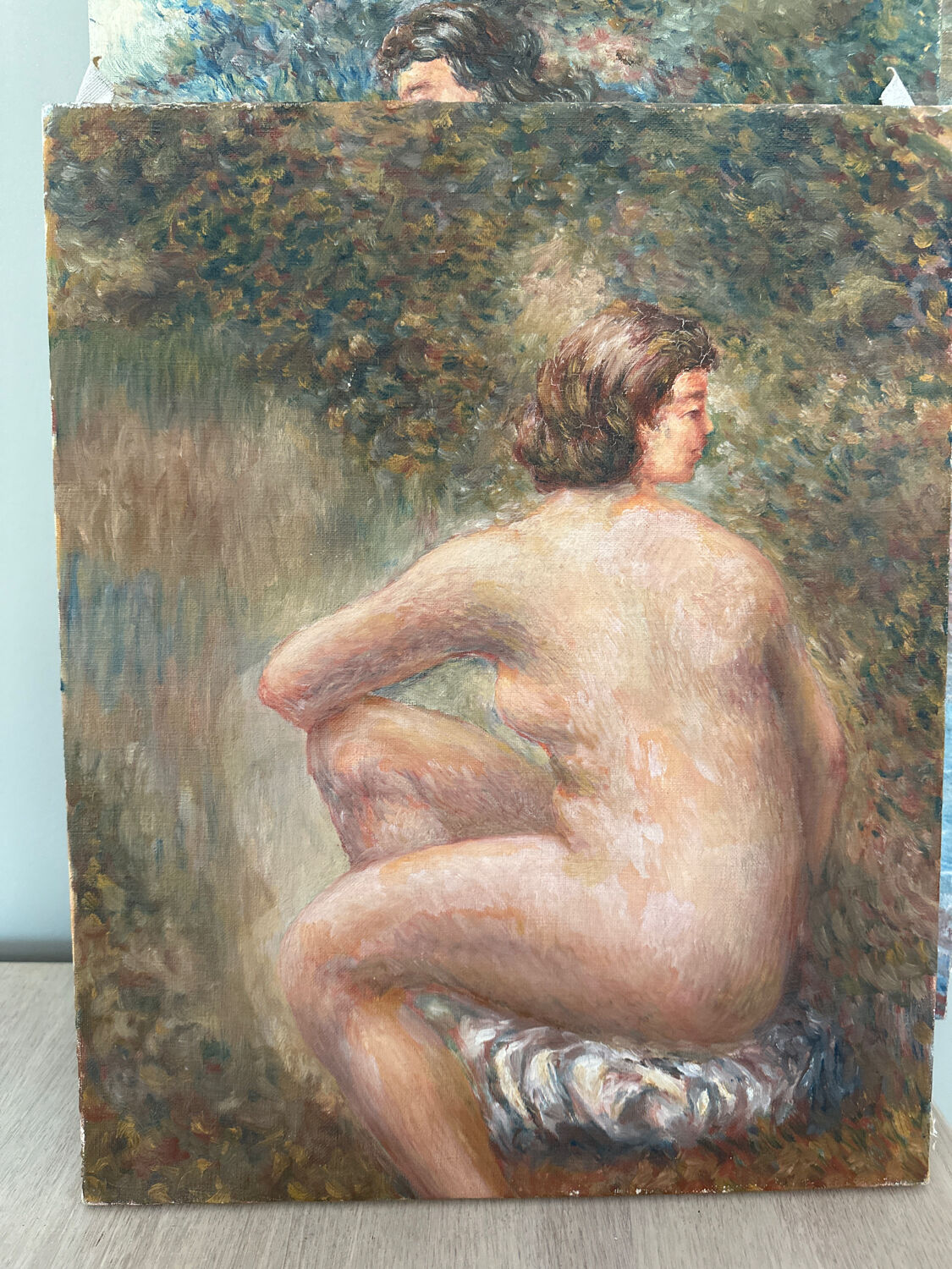 Triptych of Impressionist Nudes Oil on Canvas signed G. Cartie