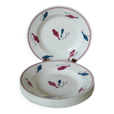 Lot de 6 assiettes creuses Givors modèle Perce-Neige 1950