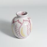 Scandinavian Modern Ceramic Vase with Red & Yellow Leaves, Alingsås Keramik 1947