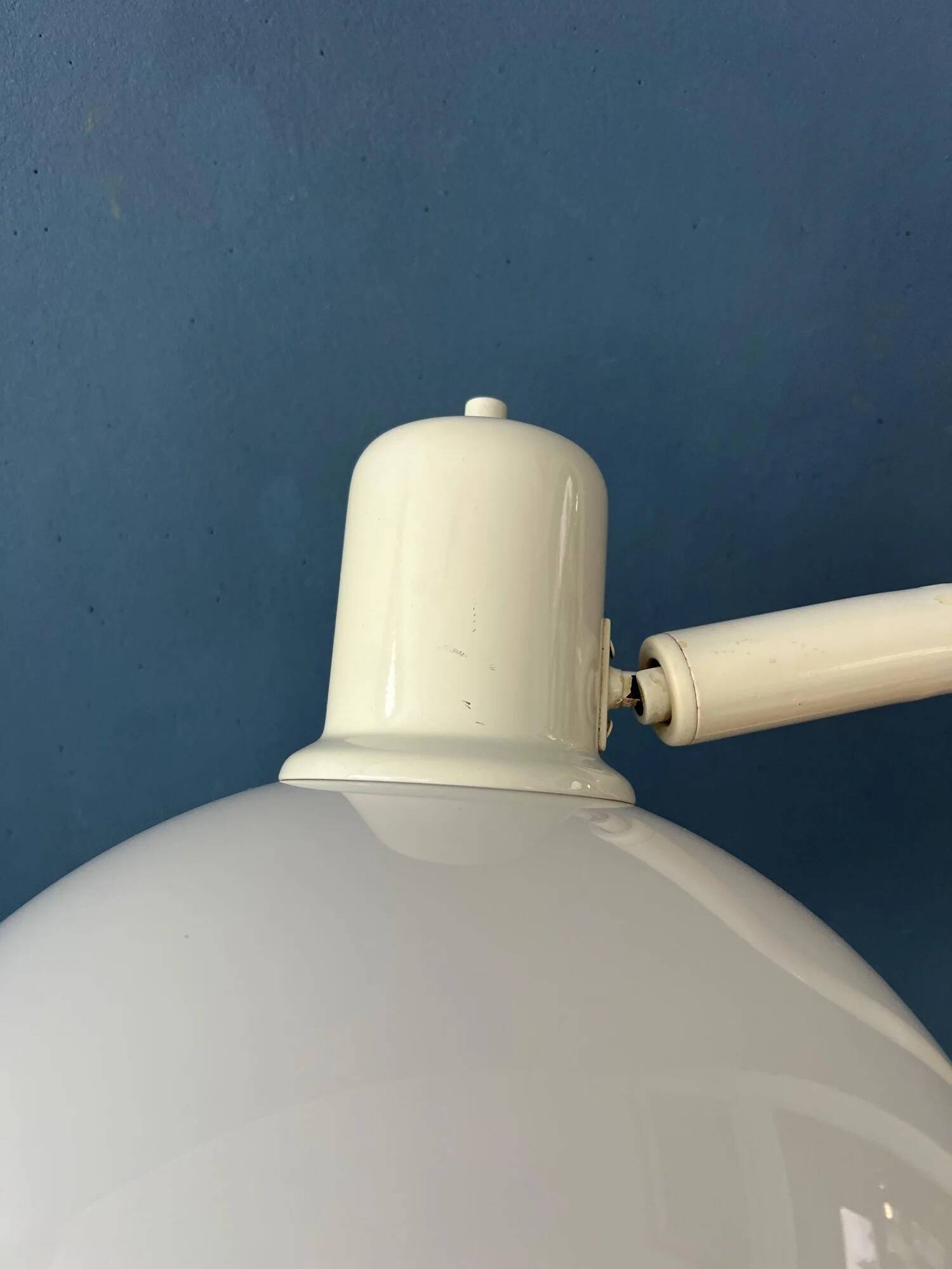 White metal vintage floor lamp with acrylic shade