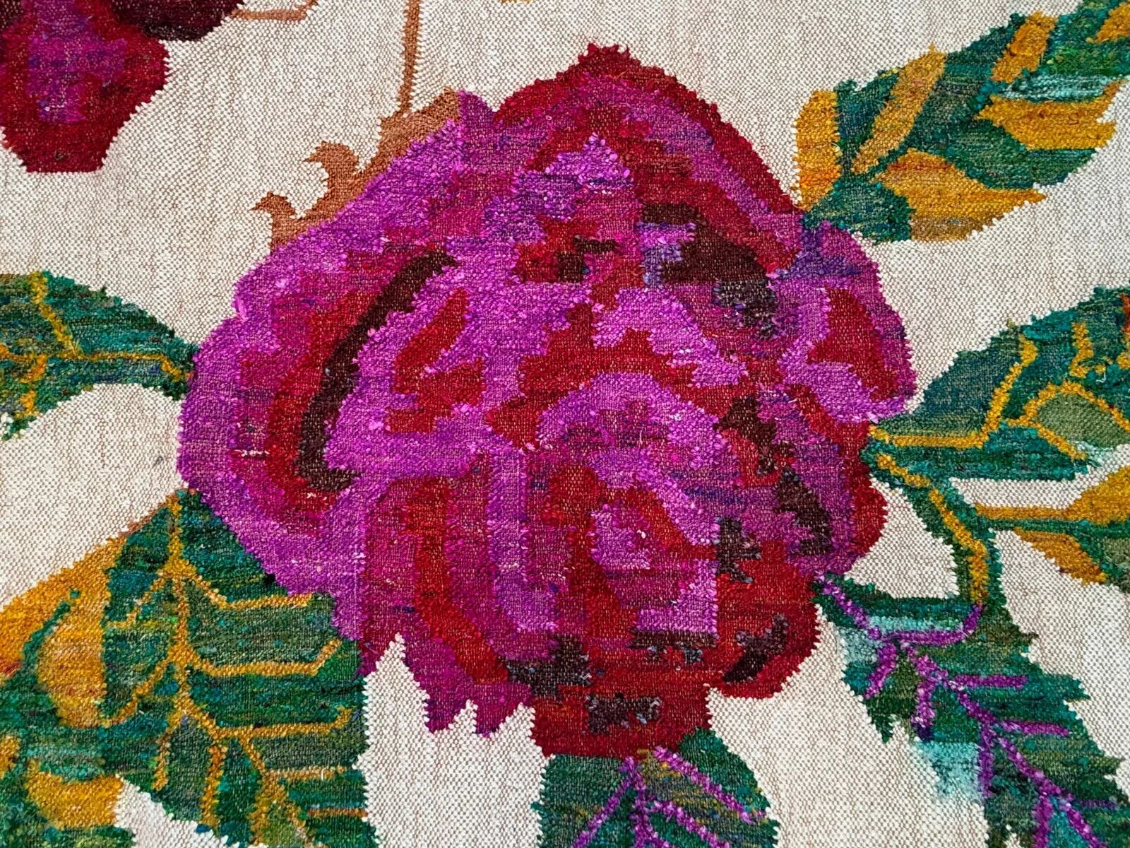 Vintage rose kilim rug 170x240cm shabby wool and silk, boho medium 2544