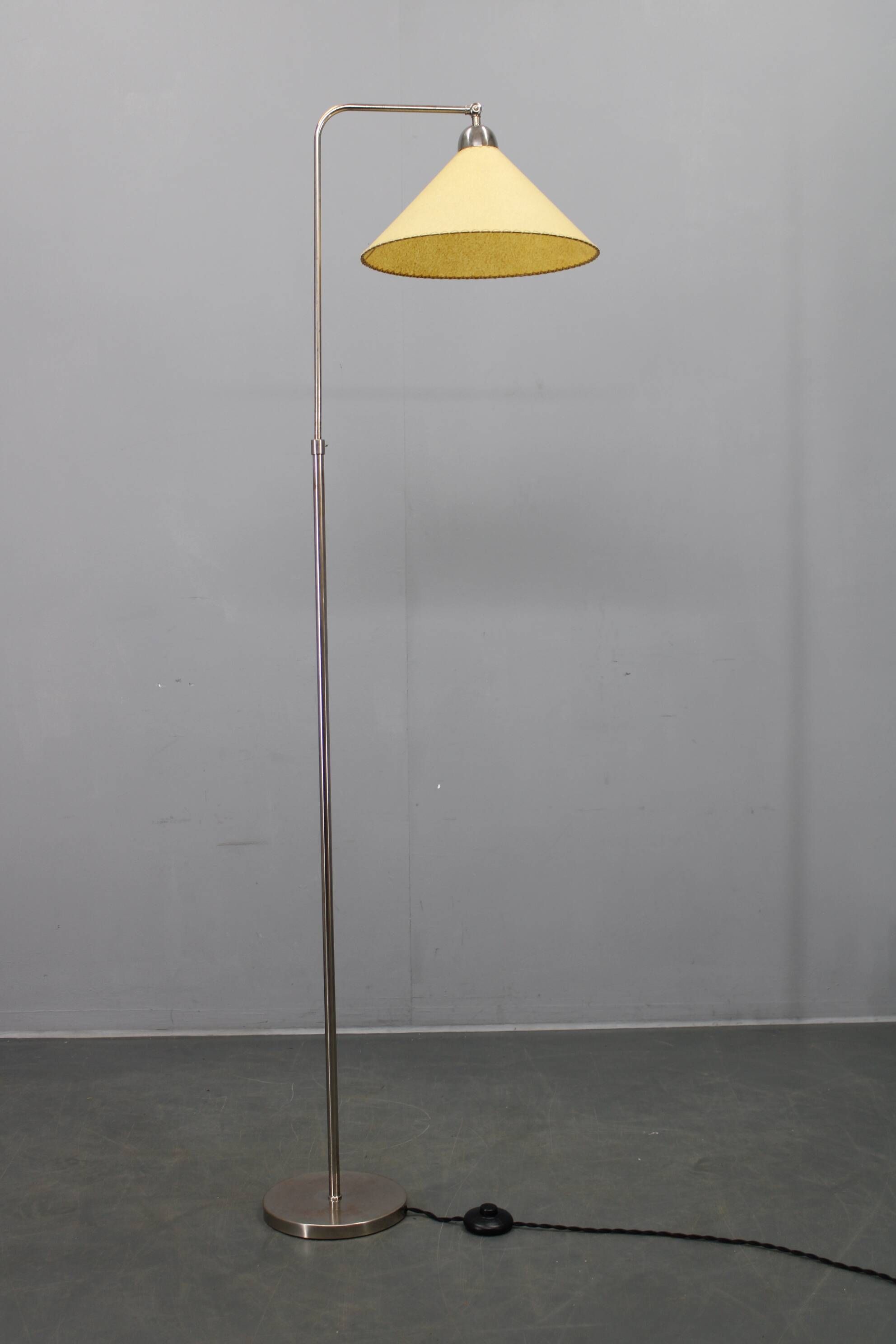 Adjustable Art Deco floor lamp, nickel, Czechoslovakia, 1930s