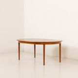 Henning Kjaernulf attributed extra large teak table with 4 inner leaves for Soro, Denmark 1960s