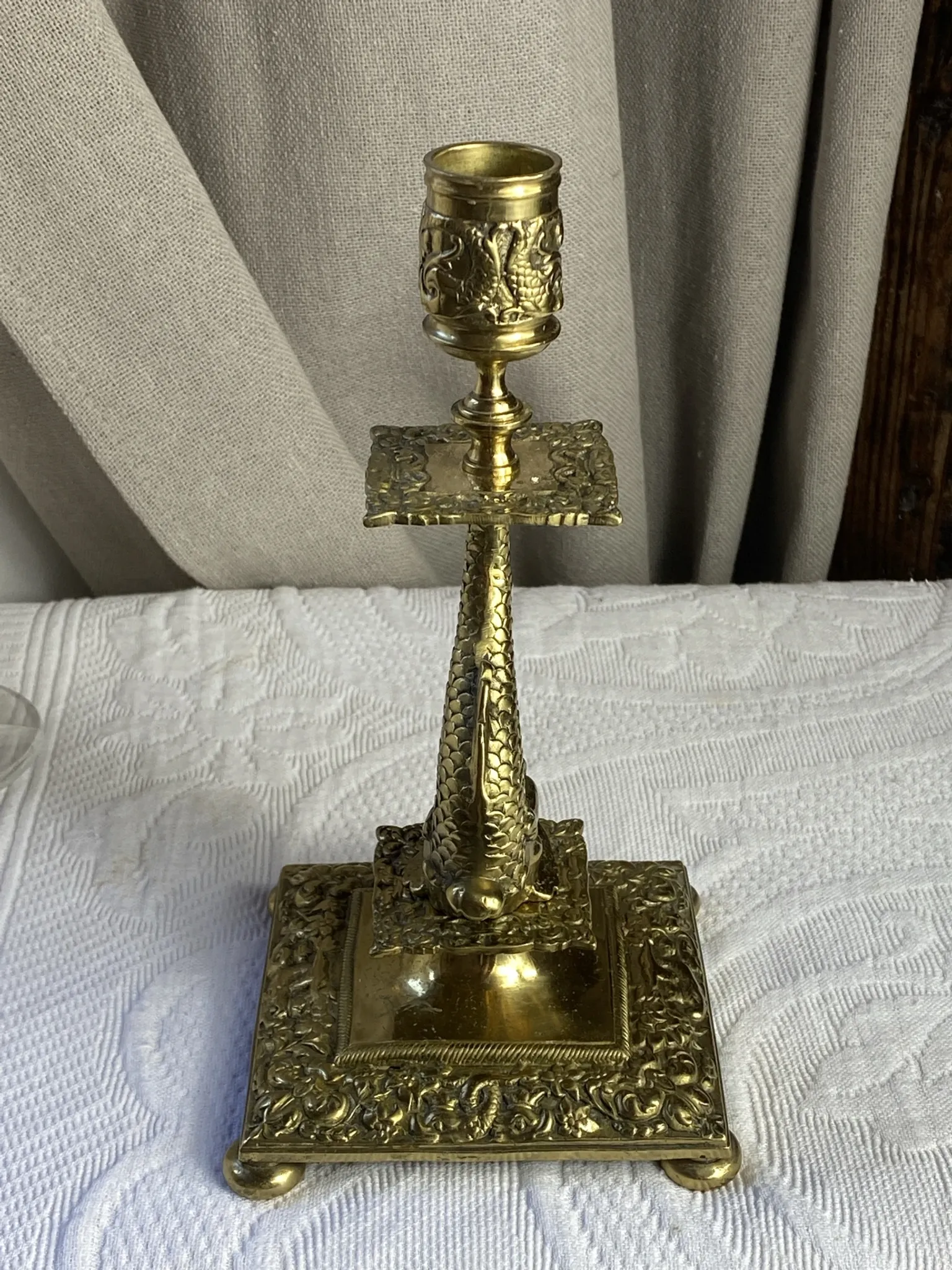 Bronze fish candlestick