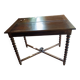 Antique solid walnut table with turned legs, france, late 19th century
